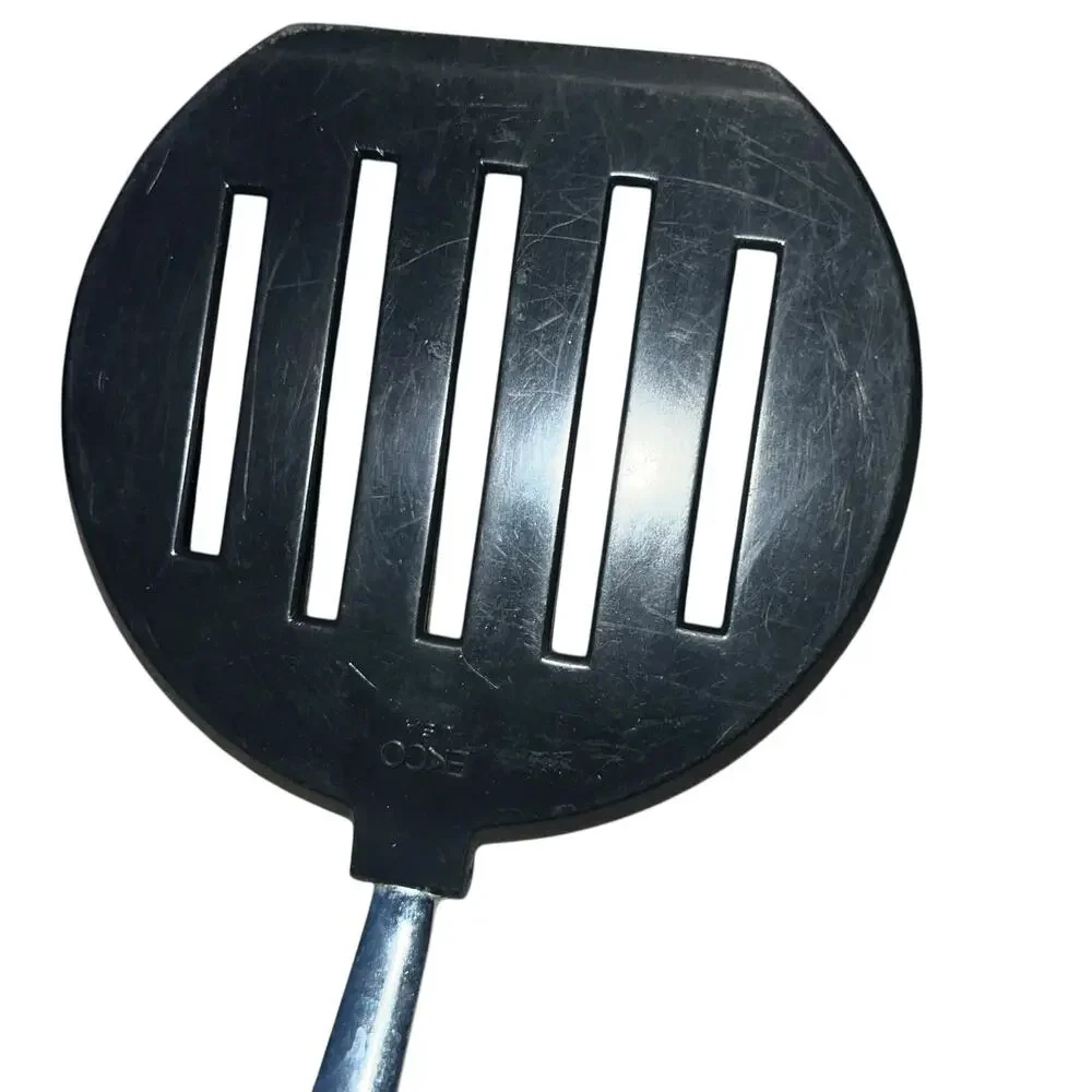 VINTAGE WIDE rounded 5 slotted  black EKCO U.S.A. SPATULA cook wear utensils 11